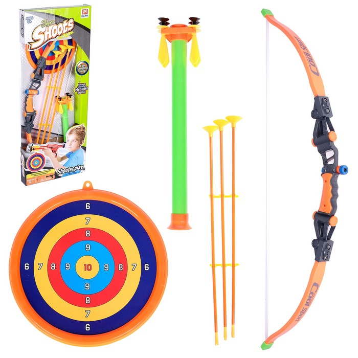 Лук "Спортивный", с духовой трубкой и мишенью, стреляет присосками