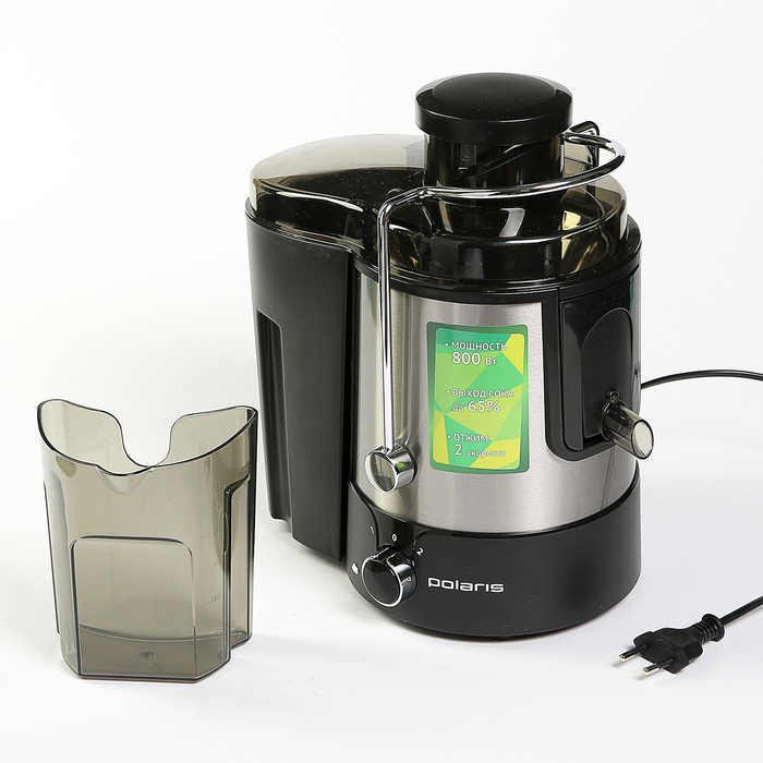Соковыжималка POLARIS PEA 0833A, 800 Вт, резервуар 0,5 л, 17000 об/мин, серебристый