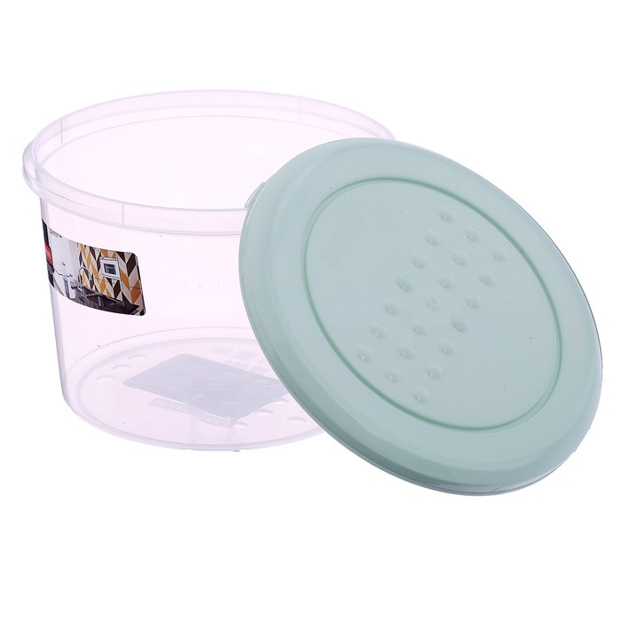 Емкость для хранения продуктов 800 мл Pattern круглая, цвет мятный
