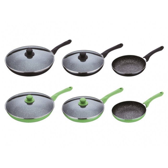 Набор сковородок Peterhof, цветные ручки, 20 см, 24 см, 28 см