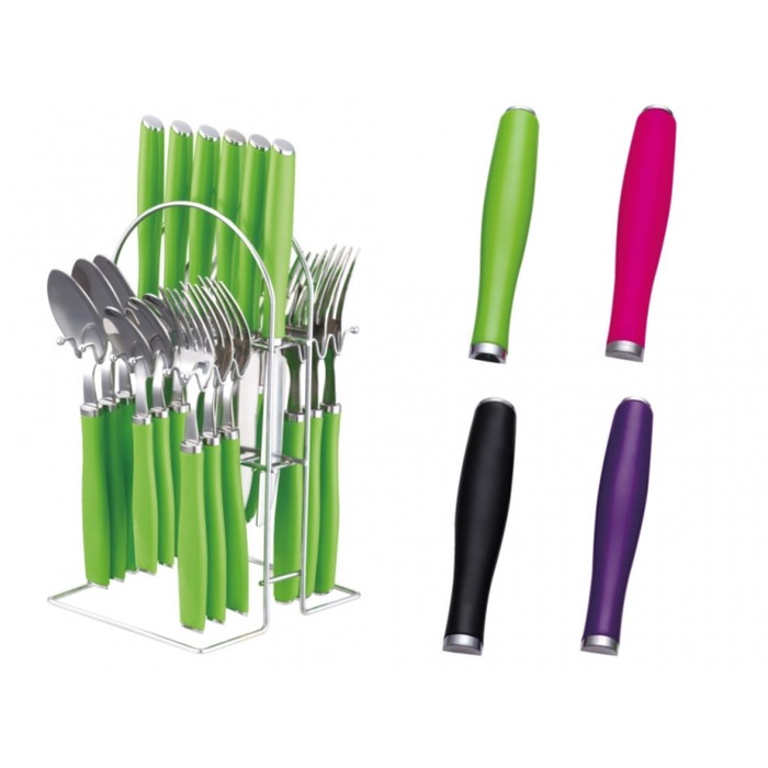 Столовый набор из 25 предметов Peterhof, ручки из цветного пластика