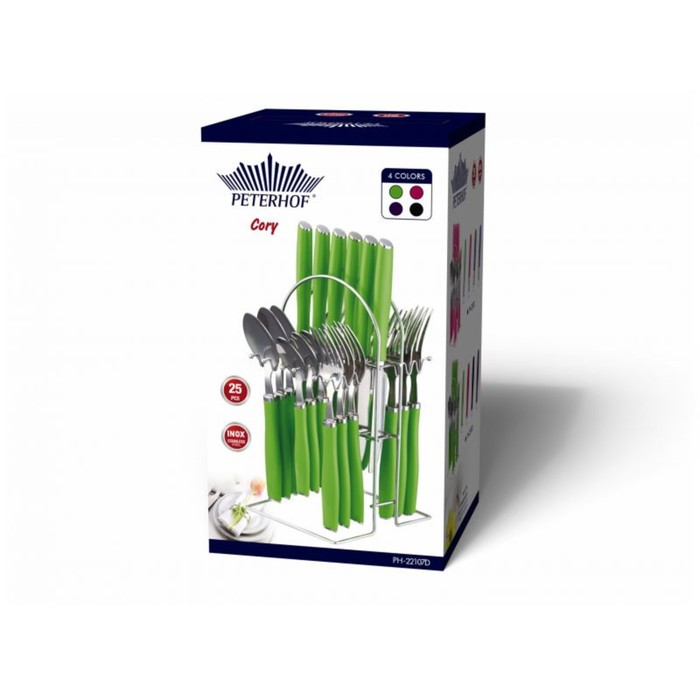 Столовый набор из 25 предметов Peterhof, ручки из цветного пластика