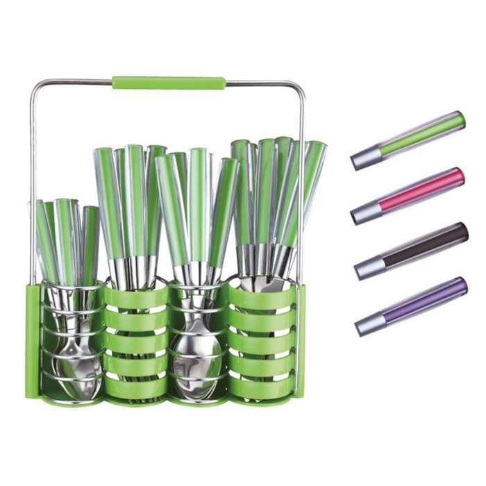 Столовый набор из 25 предметов Peterhof, ручки из цветного пластика, 6 персон, цвет МИКС