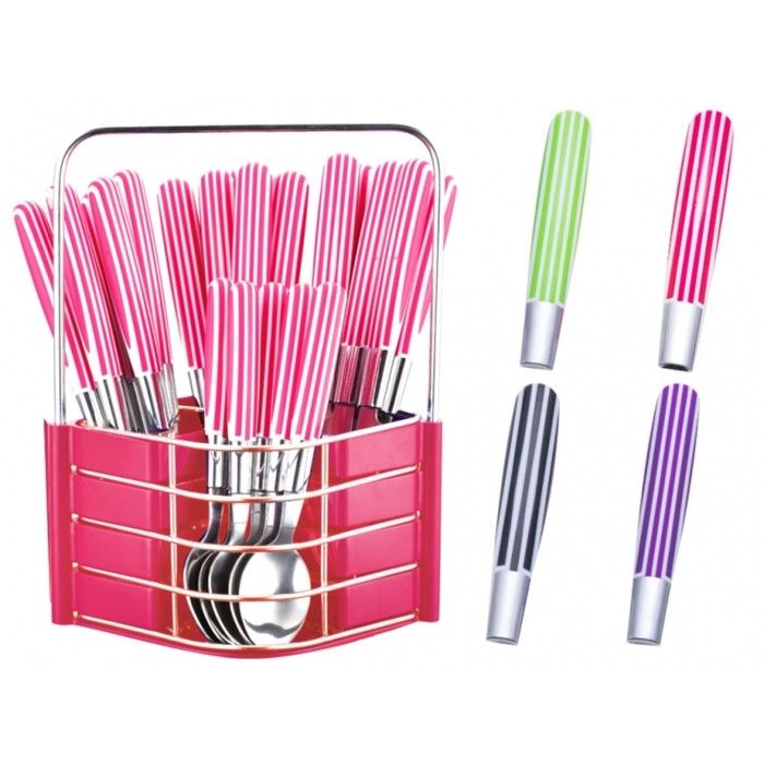 Столовый набор из 25 предметов Peterhof, ручки и подставка из цветного пластика