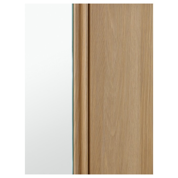 Шкаф высокий ГОДМОРГОН, зеркальная дверца, под беленый дуб