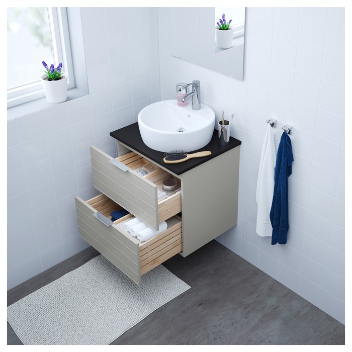 Шкаф для раковины 2 ящика ГОДМОРГОН, светло-серый