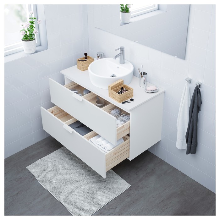 Шкаф для раковины ГОДМОРГОН 2 ящика, белый