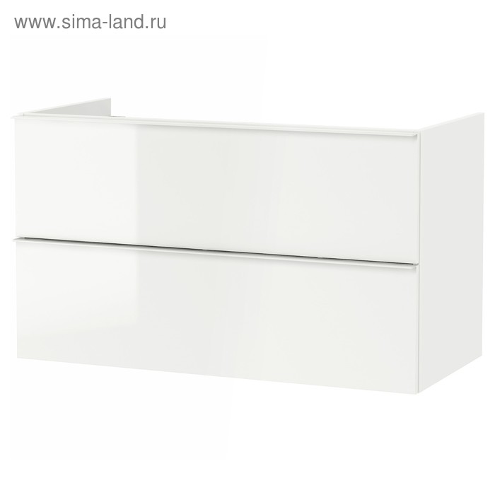 фото Шкаф для раковины годморгон 2 ящика, глянцевый белый ikea