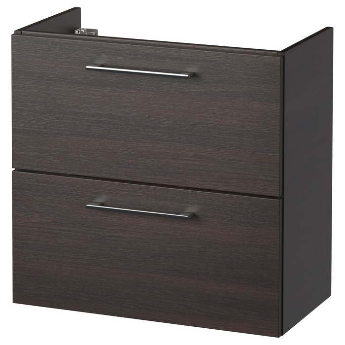 Шкаф для раковины ГОДМОРГОН с 2 ящика, черно-коричневый