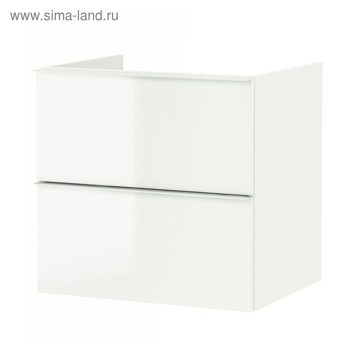 фото Шкаф для раковины годморгон, 2 ящика, глянцевый белый ikea