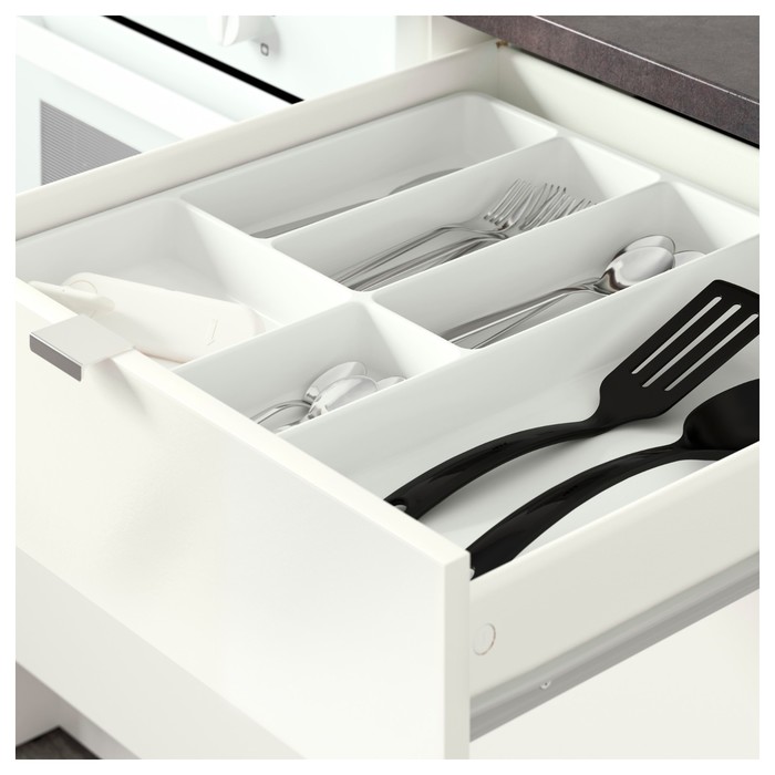 Напольный шкаф с дверцами и ящиком КНОКСХУЛЬТ, глянцевый белый