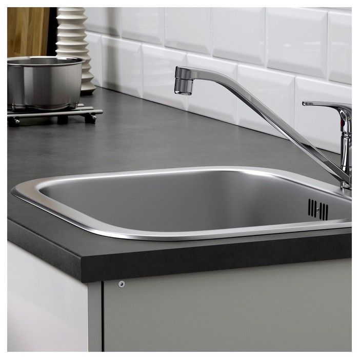 Напольный шкаф с дверцами и ящиком КНОКСХУЛЬТ, глянцевый белый