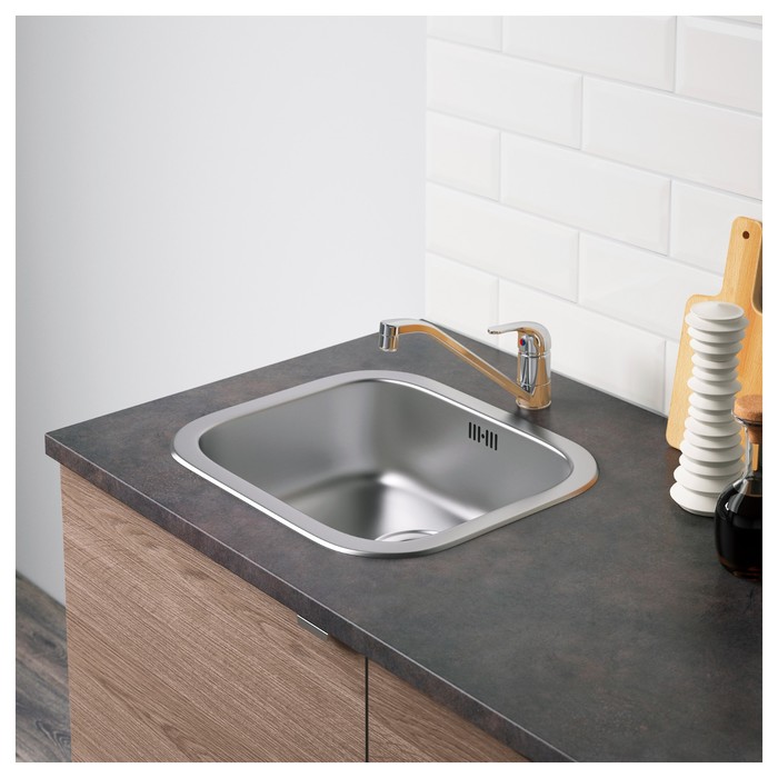 Напольный шкаф с дверцами и ящиком КНОКСХУЛЬТ, под дерево, серый