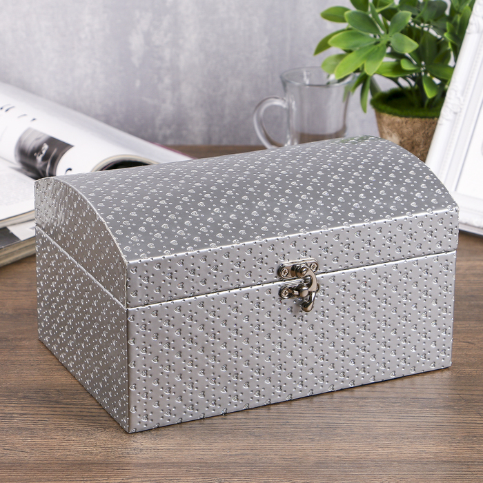 Шкатулка сундучок "Сердечки на серебре" 16х23х13 см