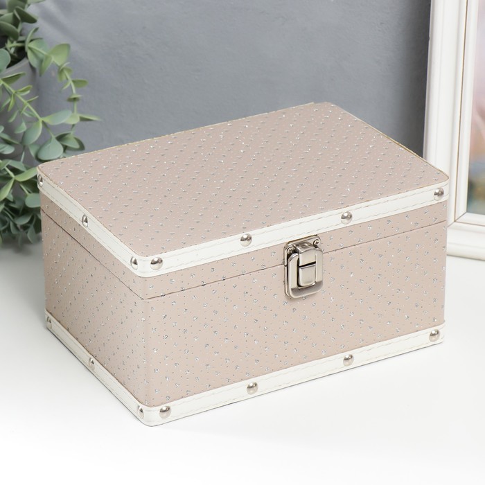 Шкатулка сундучок &quot;Серебристые сердечки&quot; 16х23х13 см