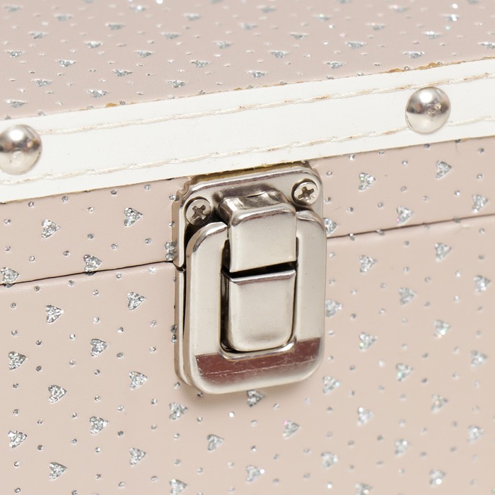 Шкатулка сундучок "Серебристые сердечки" 16х23х13 см