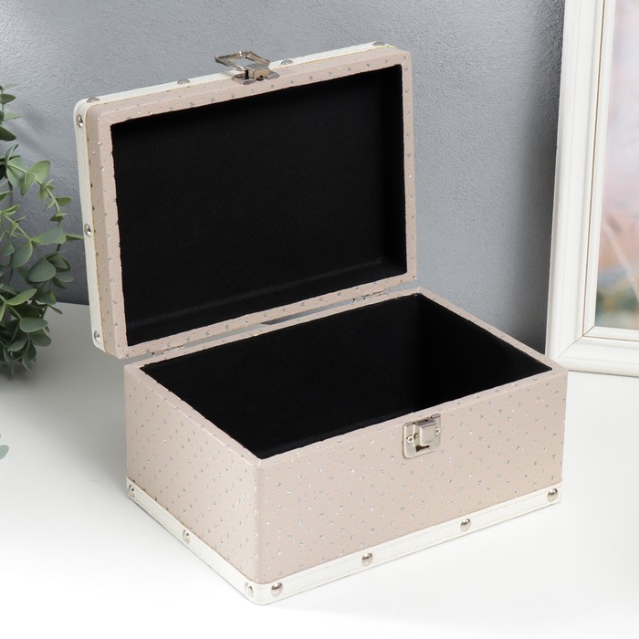 Шкатулка сундучок "Серебристые сердечки" 16х23х13 см