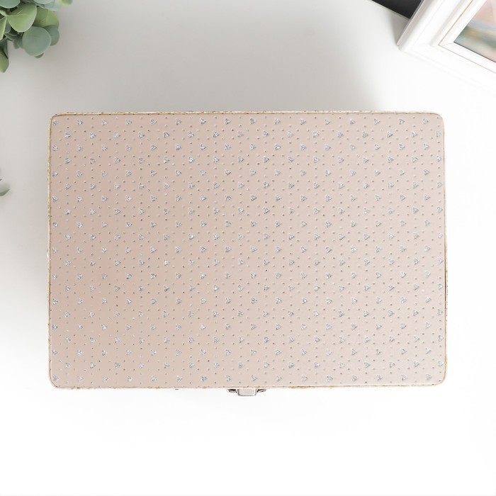 Шкатулка сундучок "Серебристые сердечки" 16х23х13 см