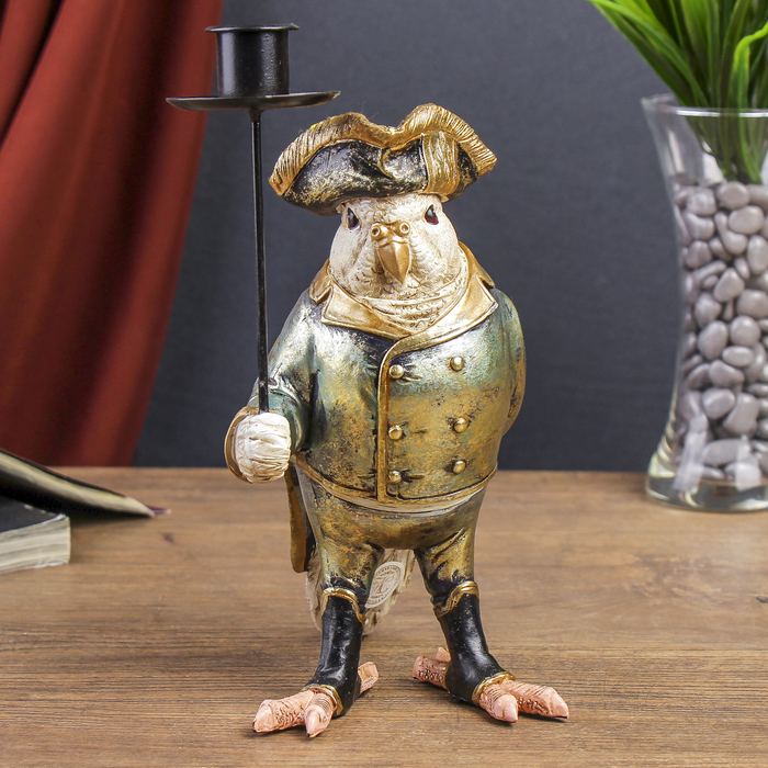 Сувенир полистоун подсвечник "Попугай в камзоле" 24х11х13,5 см