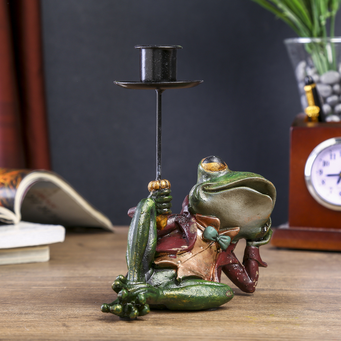Сувенир полистоун подсвечник "Лягушонок во фраке" 23х16х6,5 см
