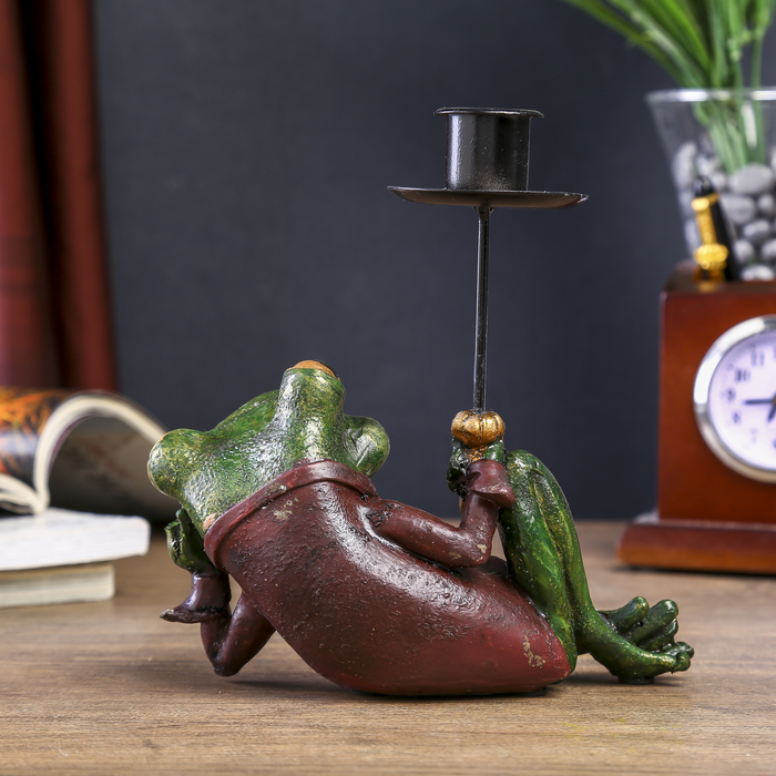 Сувенир полистоун подсвечник "Лягушонок во фраке" 23х16х6,5 см