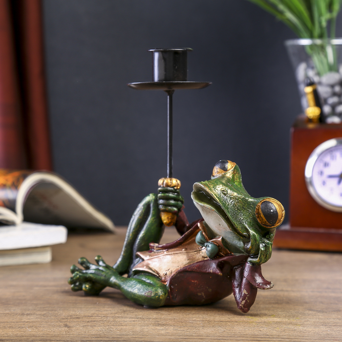 Сувенир полистоун подсвечник "Лягушонок во фраке" 23х16х6,5 см