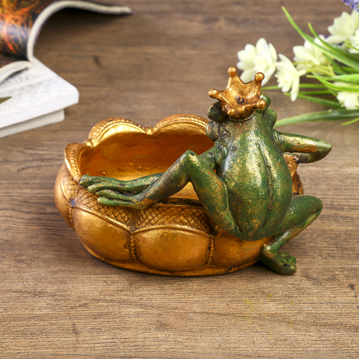 Сувенир полистоун блюдо интерьерное "Лягушонок-принц" 14х12,5х18 см