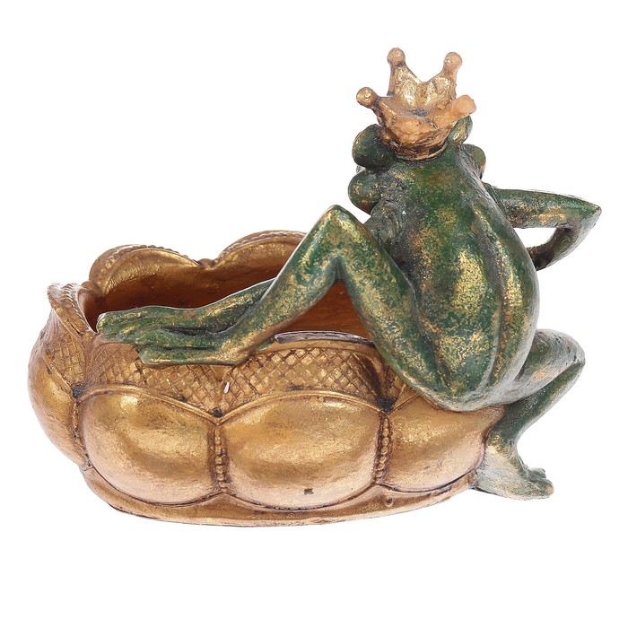 Сувенир полистоун блюдо интерьерное "Лягушонок-принц" 14х12,5х18 см