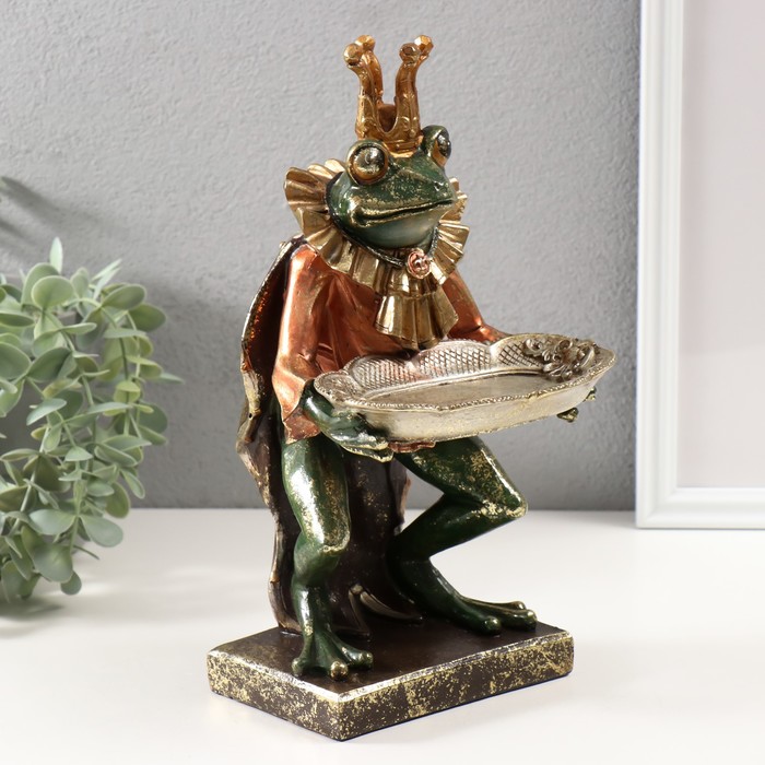 Сувенир полистоун с подставкой для мелочей "Лягушонок дворецкий" 27,5х13,5х9 см