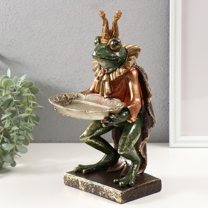 Сувенир полистоун с подставкой для мелочей "Лягушонок дворецкий" 27,5х13,5х9 см