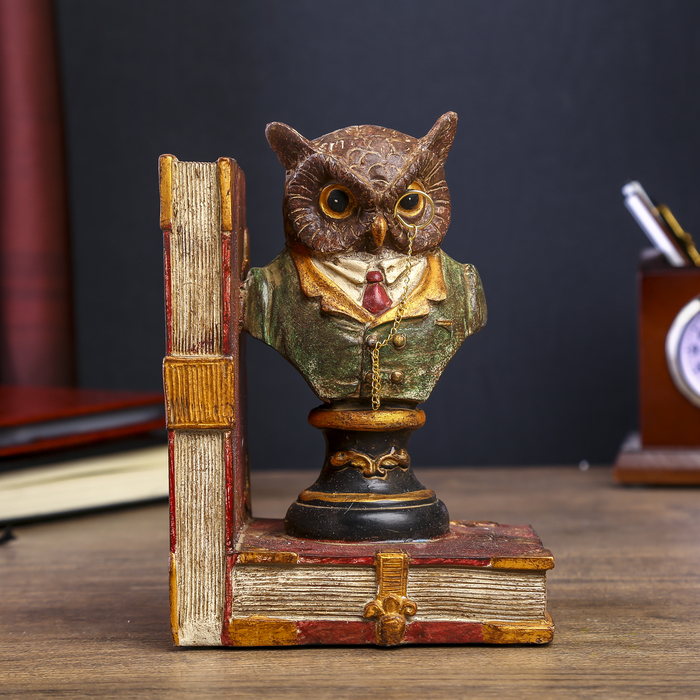 Подставка-держатель для книг интерьерная "Филин в мундире" 14,5х8,5х11,5 см