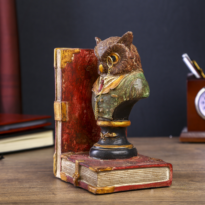 Подставка-держатель для книг интерьерная "Филин в мундире" 14,5х8,5х11,5 см