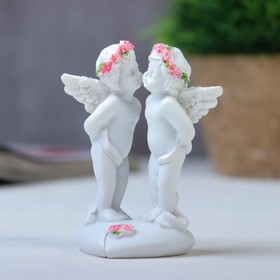 Сувенир полистоун "Целующиеся ангелочки в розовых веночках" набор из 2 штук 8,3х5х4,8 см от Сима-ленд