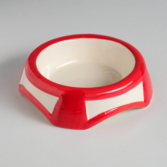 Миска керамическая "Пирамида", 13,5 х 3,5 см, 150 мл, бело-красная