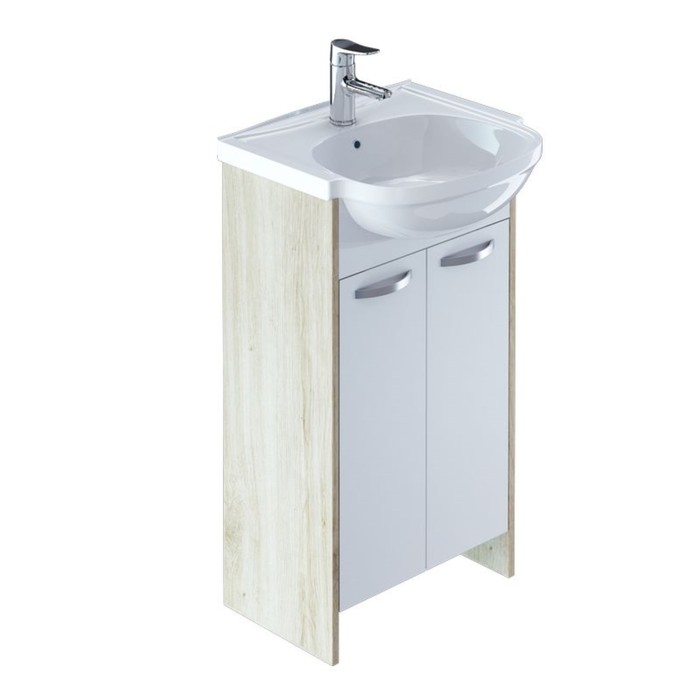 Тумба с раковиной, напольная, белая/под дерево, 60 см, Volga, Milardo