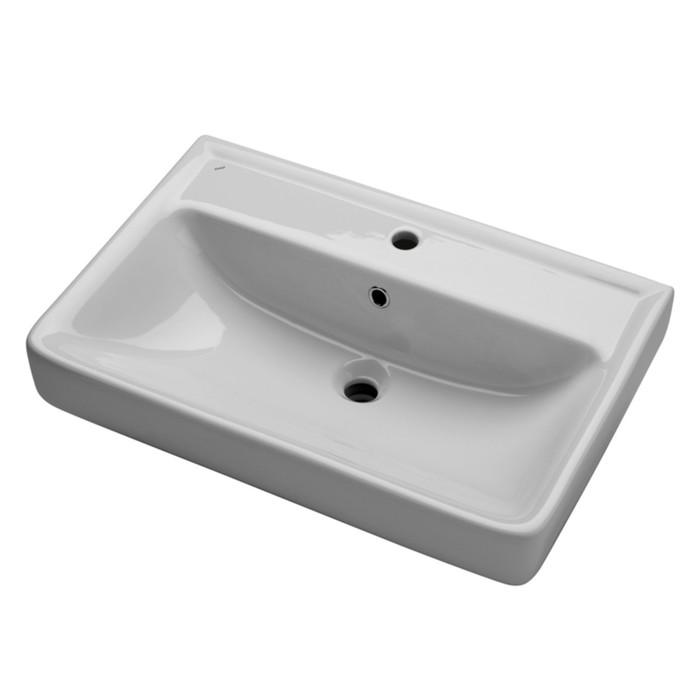 Тумба-комплект, белая/под дерево, 70см, Carlow, с раковиной