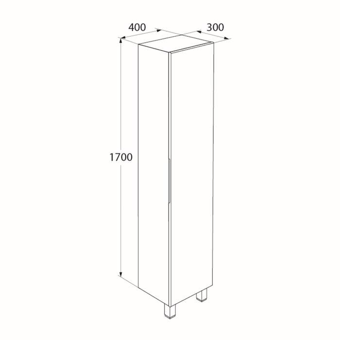 Пенал для ванной комнаты, напольный, белый, 40 см, Custo, IDDIS