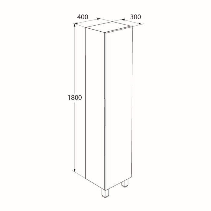 Пенал для ванной комнаты, напольный, белый, 40 см, Harizma, IDDIS