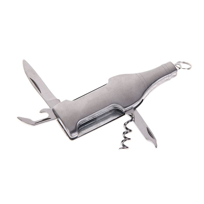 Нож многофункциональный 4 в 1 "Бутылка", рукоять хром