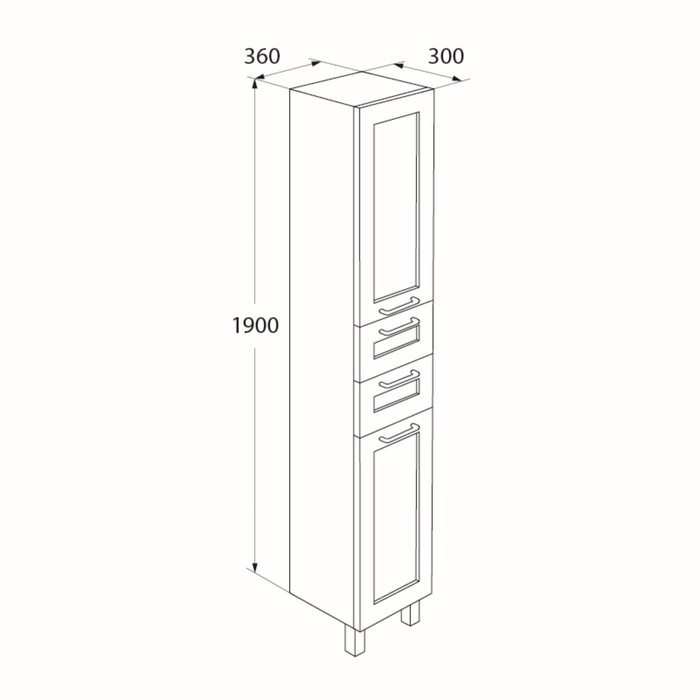 Пенал для ванной комнаты, напольный, белый/дерево, 36 см, Sena, IDDIS