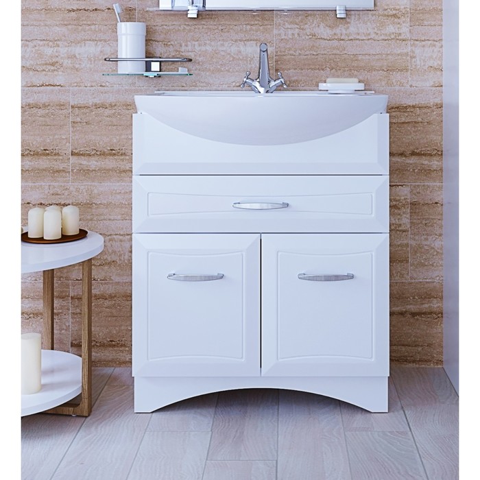 Тумба-комплект, белая, 75см, Victoria, с раковиной