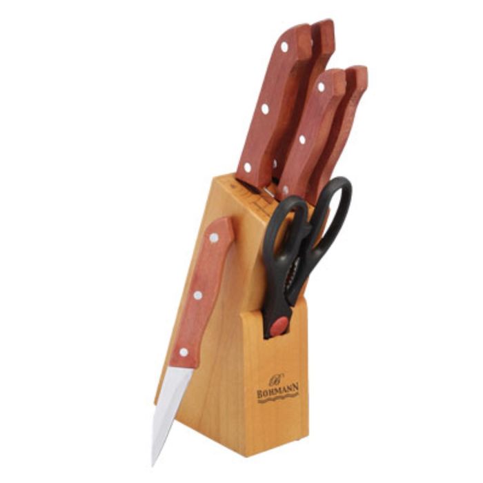 Ножи Bohmann, 7 предметов, деревянная ручка, подставка