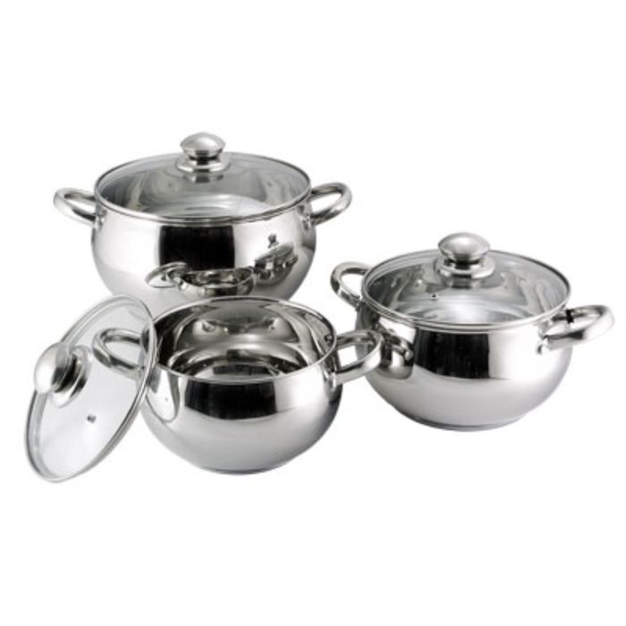 Посуда Bohmann, 6 предметов, стеклянная крышка, 2,9 л, 3,9 л, 6,7 л, капсульное дно