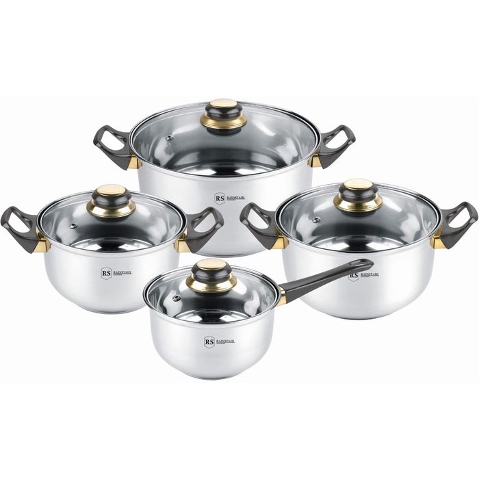 Набор посуды Rainstahl, 8 предметов, 1,8 л, 2,7 л, 3,6 л, 6,1 л