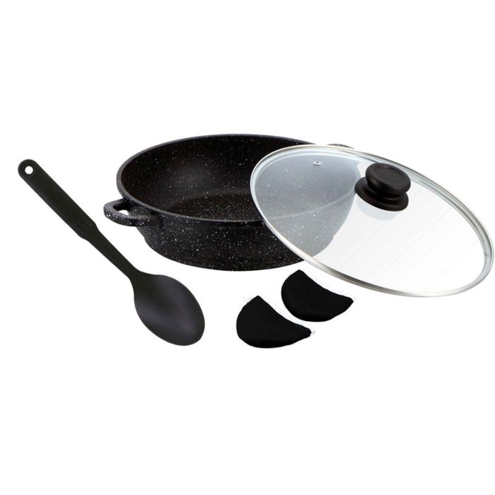 Сотейник Rainstahl, 36 см, 2 цвета, стеклянная крышка, нейлоновая ложка, прихватки 2 шт.