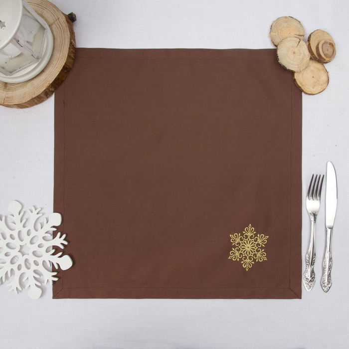 Набор салфеток "Этель" Снег, 40х40 цвет шоколад, 2 шт, с ВМГО хл, 200 гр/м²