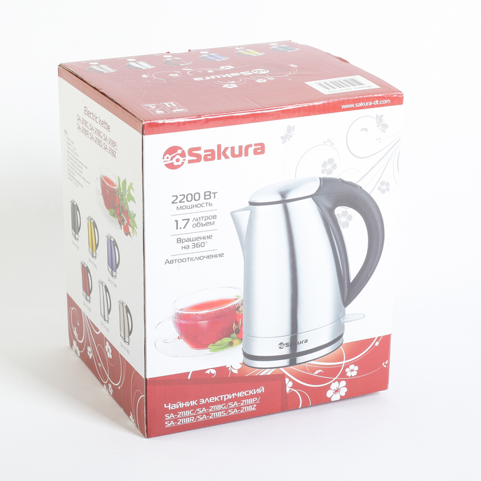 Чайник дисковый электрический Sakura SA-2118G, 1,7 л, 2200Вт, нерж., золотой