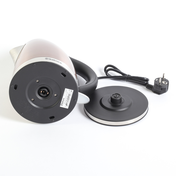 Чайник дисковый электрический Sakura SA-2118Z, 1,7 л, 2200Вт, нерж., шампань