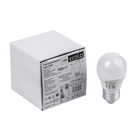 Лампа светодиодная Ecola Light, G45, 7 Вт, E27, 4000 K, 220 В, 82x45 мм, шар