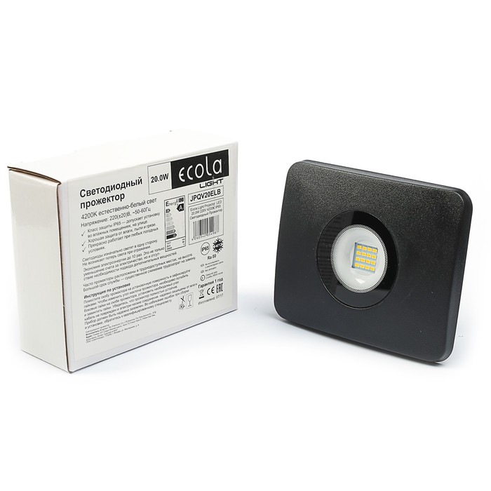 Прожектор светодиодный Ecola Light, 20,0 Вт, 4200K, 220 В, IP65